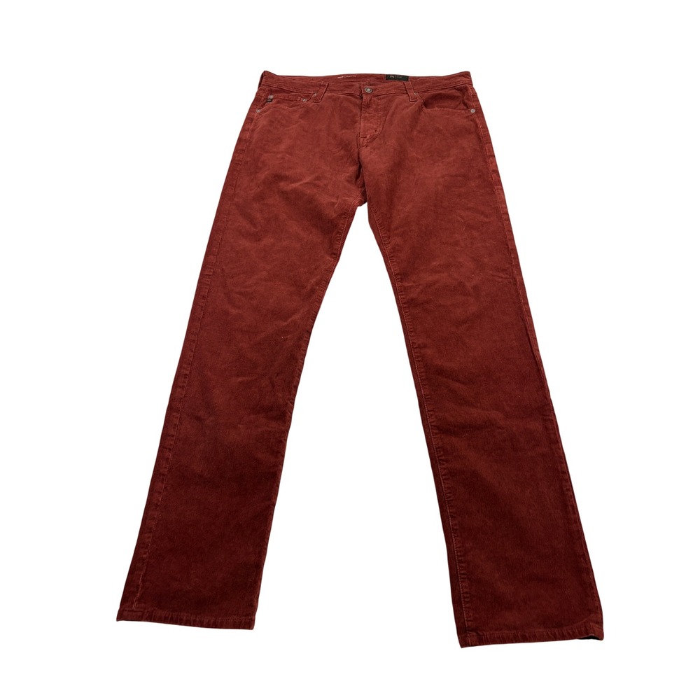 AG Adriano Goldschmied Tellis Modern Slim Corduroy Pants Rust Red Mens 34 Inseam